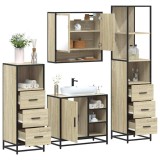 vidaXL Set de mobilier de baie din 4 piese din lemn de stejar Sonoma 3301296