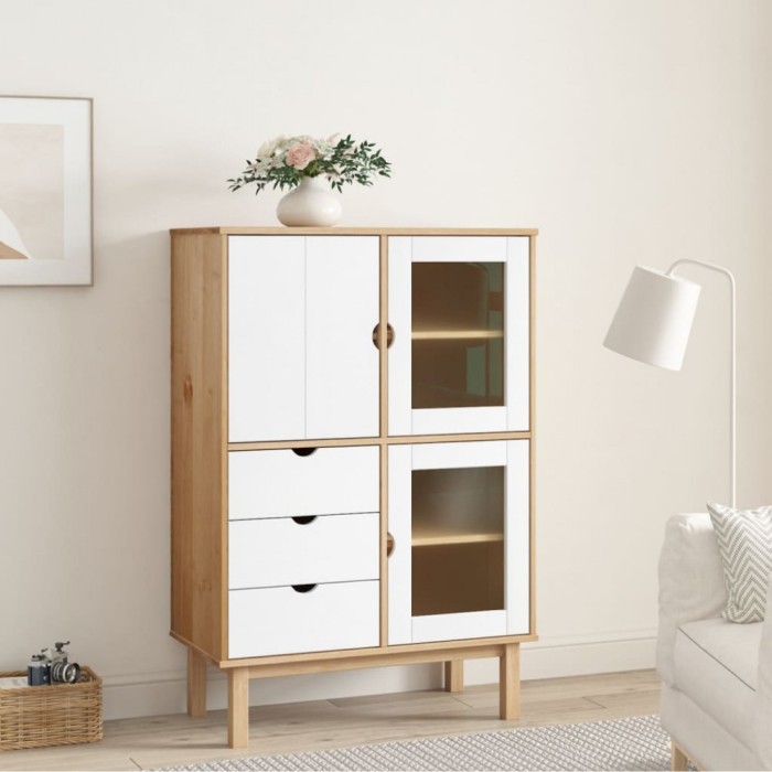Gossi dulap inalt otta, maro si alb, 85x43x125 cm, lemn masiv de pin