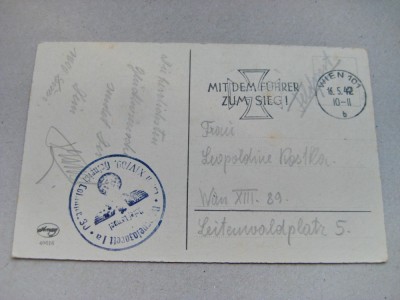 A410-WW2-Cu Fuherul la victorie-Felicitare veche al 2 lea razboi. foto