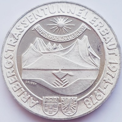 446 Austria 100 Schilling 1978 Arlberg-Tunnel km 2941 argint foto