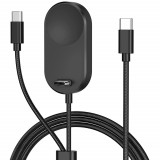 Incarcator 3 &icirc;n 1 compatibil Samsung tip C CAVN, negru. 1,2 m