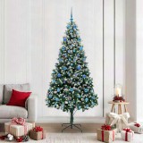 vidaXL Brad de Crăciun artificial Verde 210 cm PVC și Oțel și Plastic 3396280