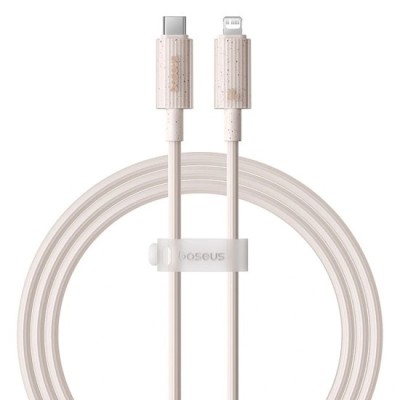 Cablu Type-C to Lightning, Fast Charging, 20W, 480Mbps, 2m - Baseus Habitat Series (P10360201421-01) - Wheat Pink foto