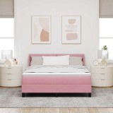 vidaXL Pat cu arcuri cu saltea cu headboard Roz 200 x 160 cm Catifea 3341479