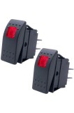 &Icirc;ntrerupător basculant iluminat marin 12V 20A 4‑Pin Pornit/Oprit cu LED roșu, pachet de 2 bucăți &ndash; Negru 2 buc