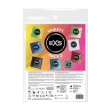 Prezervative EXS Variety Pack 2, cu 7 modele de prezervative, colorate, ultra-subțiri și cu efecte de răcire și &icirc;ncălzire, 42 bucăți