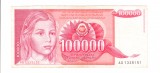 Bancnota Iugoslavia 100000 dinari 1989, circulata, stare buna