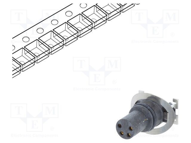 Conector M8 mamă 4 pini vertical pentru PCB 3A 30V - AMPHENOL LTW