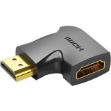 Adaptor video Vention, HDMI(T) la HDMI(M), rezolutie maxima 4K la 60Hz, conectori auriti, unghi 90 grade, invelis PVC, negru, &quot;AIOB0&quot; (timbru verde 0.