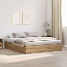 vidaXL Cadru de pat stejar artizanal 200 x 200 cm Lemn compozit 3335364