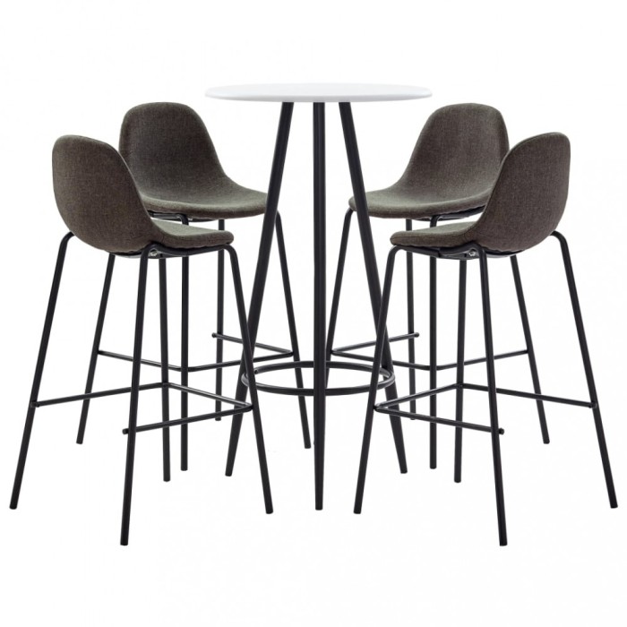 Set de bar, 5 piese, gri &icirc;nchis, material textil