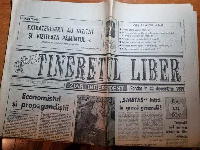 ziarul tineretul liber 13 noiembrie 1992