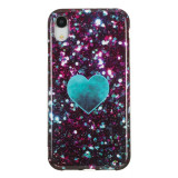 Husa TPU OEM Glitter Green Heart pentru Apple iPhone XR, Multicolor
