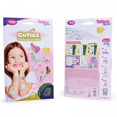 Set autocolante cu tatuaj Cuties - 47 buc/pachet foto