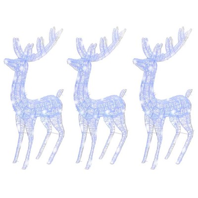Ren de Craciun 250 LED-uri, 3 buc., albastru, 180 cm, acril XXL foto