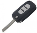 Set 2 bucati - Carcasa cheie Topautochei&amp;#174; compatibila cu Renault Clio, Megane, Kangoo, Fluence, Modus 3 butoane (lamela fara grovatura)