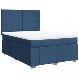 Cumpara ieftin Pat box spring cu saltea, albastru, 140x200 cm, textil