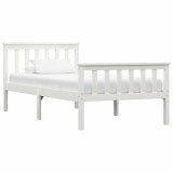 Cadru de pat, alb, 100 x 200 cm, lemn masiv de pin GartenMobel Dekor, vidaXL