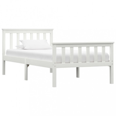vidaXL Cadru de pat, alb, 100 x 200 cm, lemn masiv de pin foto