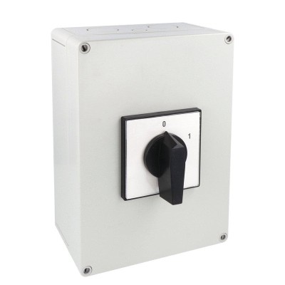 Intrerupator 125A 37kw 0-1 ON-OFF 3 poli IP65 254x180mm cu came industrial aplicat casetat foto