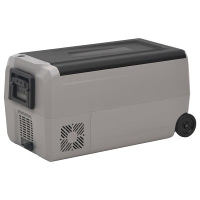 Ladă frigorifică cu roată și m&amp;acirc;ner 50 L, negru și gri, PP &amp;amp; PE foto