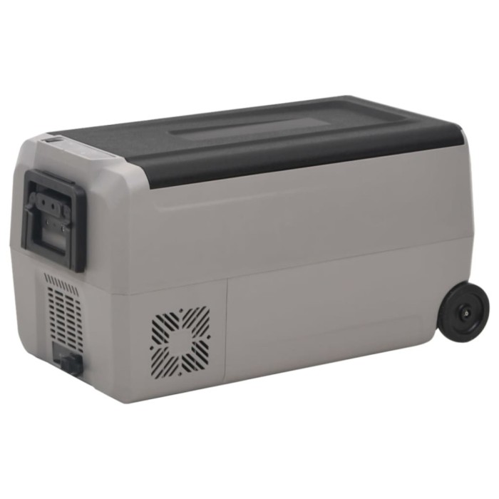 Ladă frigorifică cu roată și m&acirc;ner 50 L, negru și gri, PP &amp; PE