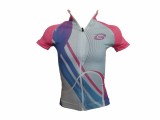 Tricou Ciclism Copii 6 Ani Roz/Albastru - MXBEL039, Poliamida/Elastan