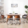 VidaXL Scaune pivotante, 6 buc. negru, lemn curbat &amp; piele ecologică