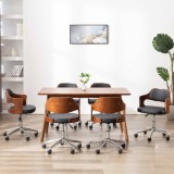 vidaXL Scaune pivotante, 6 buc. negru, lemn curbat &amp; piele ecologică