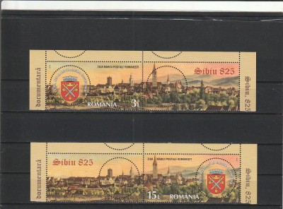 ROMANIA 2016 LP 2112 b ZIUA MARCII POSTALE SIBIU 825 DE ANI DE ATESTARE DOCUMENTARA SERIE CU VINIETA NESTAMPILATA foto
