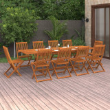 VidaXL Set de masă pentru grădină, 11 piese, lemn masiv de acacia