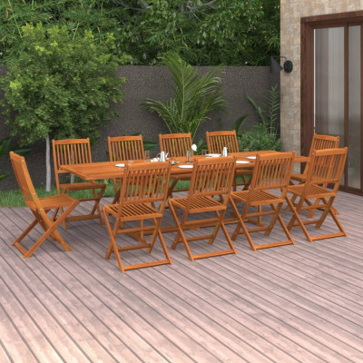 vidaXL Set de masă pentru grădină, 11 piese, lemn masiv de acacia foto