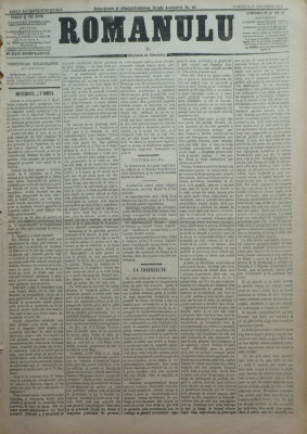 Ziarul Romanulu , 9 Decembrie 1873 foto