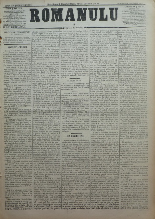 Ziarul Romanulu , 9 Decembrie 1873
