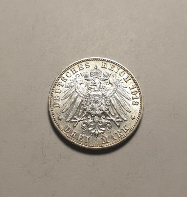 Germania 3 Marci Mark 1913 F Wuerttemberg Piesa Frumoasa foto