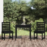 Set bistro de grădină, 3 piese, negru, lemn masiv de pin