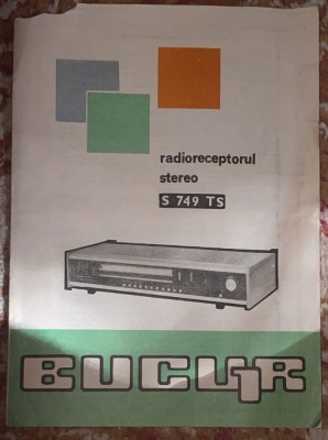 RADIORECEPTORUL STEREO BUCUR (S 749 TS), ANII &amp;#039;70/RECLAMA DATE TEHNICE, 8 PAGINI foto