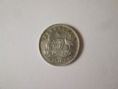 Australia 3 Pence 1910 argint 925,regele Edward VII foto