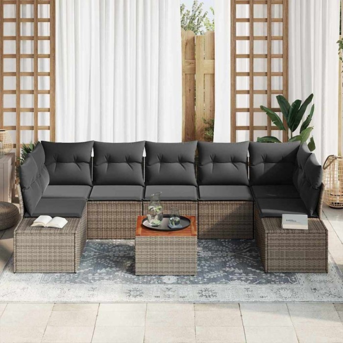 vidaXL Set de canapele pentru grădină 8 pcs Gri