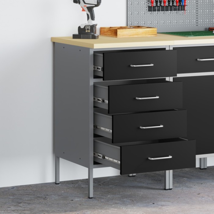 vidaXL Bancă de lucru cu sertar negru și gri 50 x 55 x 85 cm 4103460