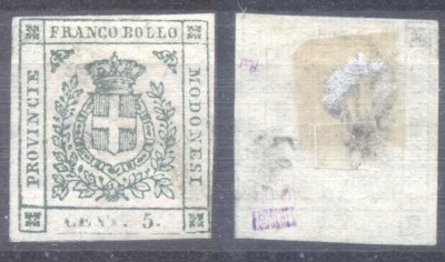 Italy Modena 1859 Coat of arms 5C Mi.7b SIGNED MH AM.319 foto