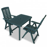 Set mobilier bistro, 3 piese, verde, plastic