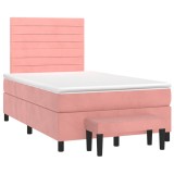 Cumpara ieftin Pat box spring cu saltea, negru, 120x190 cm, catifea