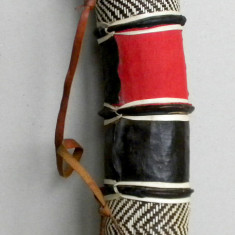 Tolba pentru sageti vanatoare din Ghana, scoarta si piele, arta tribala africana