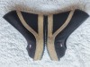 Sandale Dama Platforma Bej Negre Panza Vara Elegante Decupate Toc Inalt 12cm, Platforma 3.5cm, Marimea 37/38