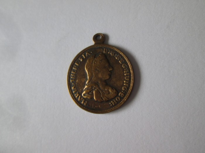 Rar! Mini medalion cu &icirc;mpărăteasa Maria Tereza/Theresia/Terezia circa 1780
