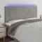 vidaXL Tăblie de pat cu LED, gri deschis, 180x5x118/128 cm, catifea 3122204