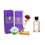 Cumpara ieftin Set complet pentru Ea, parfum de femei Eclat Amour, insotit de insigna Dactylion cu mesaj motivational, cadou un trandafir rosu suflat la baza cu aur, 50 ml, Oriflame