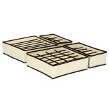 Set 4 organizatoare pentru sertar Sersimo, lenjerie si sosete, crem