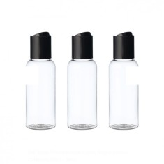 Set Sticle Transparente Capac Negru pentru Calatorie 50ml - 3buc